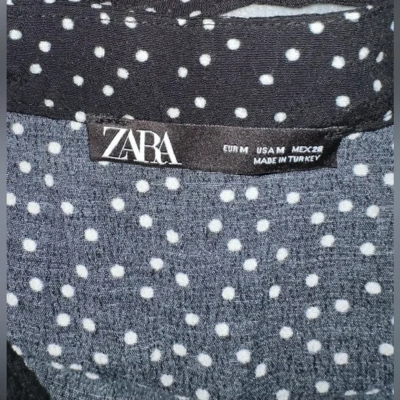 Zara Polka Dot Mini Skort Black and White tie belt size M - Picture 8 of 8